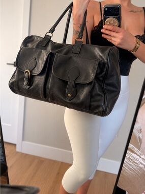 Vintage Black Leather Weekend Bag